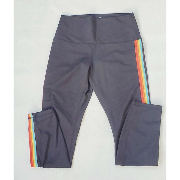 Spiritual Gangster Intent 7/8 Leggings Rainbow Stripe High Waist Size M B - Picture 3 of 6